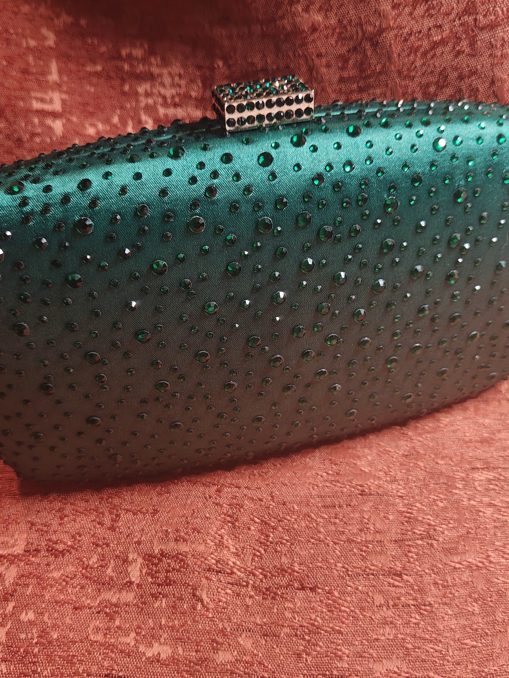 Elegant Emerald Crystal Clutch - Women Bags